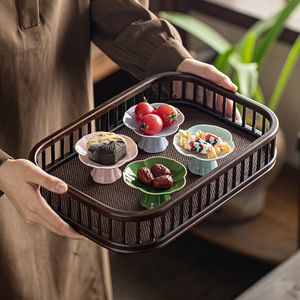 Chinese Style Bamboo Tea <b>Tray</b> Rectangular Woven Mat <b>Small</b> Serving <b>Tray</b> For Tea Set And Food Presentation - Product Image 2