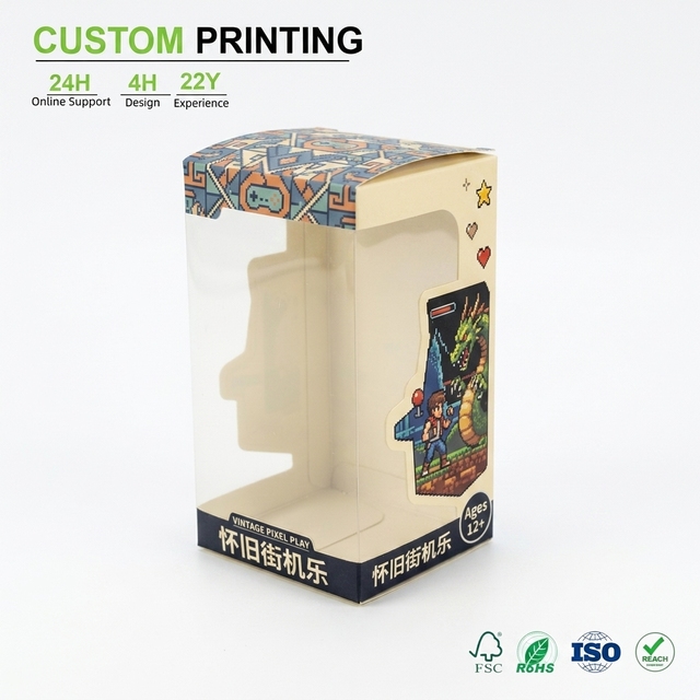 Custom Retro Game Toy Display Box With Pixel Controller Art and Flap for Arcade Gift and Retail Packaging Wholesale Bulk Supply