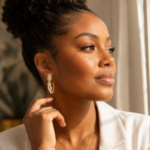 Custom Logo Available Exquisite Design Cute White Pearl Decorated Greek Sorority Delta DST 1913 Soror <strong>Jewelry</strong> Hoop <strong>Earrings</strong> - Product Image 2