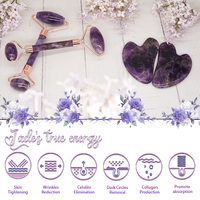 Nouvelle Planche Gua Sha Anti-Âge en Pierre d'Améthyste Naturelle, Outil de Soin de la Peau en Cristal Violet Rêveur