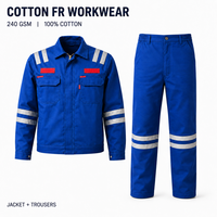 Ensemble de vêtements de travail résistants aux flammes et aux arcs électriques NFPA 2112 CAT2, veste et pantalon 100% coton avec bande réfléchissante pour uniformes industriels