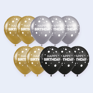 Palloncini Globo Buon Compleanno con Stelle, Confezione da 10, 30cm, per Festa della Mamma, Laurea, Capodanno Cinese, San Valentino, Halloween, Ramadan, Gonfiabili ad Elio - Product Image 1