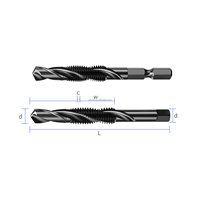 Set Bor dan Tap HSS Kombinasi, Shank Hex dan Square, 6 Pcs, Alat Pembuat Ulir Metrik untuk Pengeboran dan Pembubutan Logam