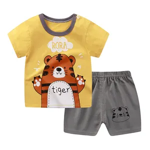 Großhandel Sommer 100% Baumwolle Kurzarm Baby kleidung setzt Jungen Kinder Kinder T-Shirt Anzug