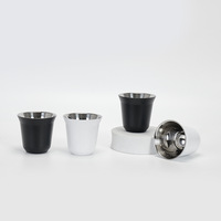 Gelas kecil baja tahan karat 80ml 160ml 250ml, gelas kopi Espresso dinding ganda vakum terisolasi logo kustom