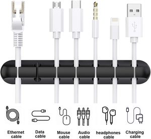 케이블 홀더 클립 관리 코드 주최자 클립 실리콘 자체 접착 USB 충전 케이블 전원 코드 마우스 케이블 와이어 <span class=keywords><strong>PC</strong></span> - Product Image 2