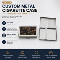 Étui à cigarettes en métal personnalisé, panneau incrusté de nacre marron, couvercle rabattable, double compartiment