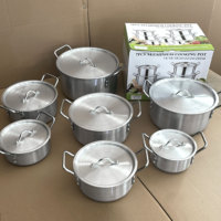 Ensemble de 14 casseroles en aluminium, batterie de cuisine en aluminium épaissi, faitout avec couvercle, ensemble de casseroles de cuisine en aluminium multi-tailles QQ