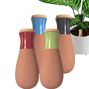 Kit Premium de 4 pots de plantes en terre cuite à <span class=keywords><strong>arrosage</strong></span> automatique pour fleurs de vacances intérieures ou extérieures pour jardin au sol - Product Image 1