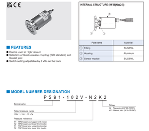 Interrupteur à vide NIDEC-COPAL PS91-102V-N1VC Série PS91 Haute Sensibilité en Stock - Product Image 2