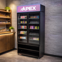 Présentoir à tabac en métal à double porte magnétique personnalisé APEX avec 6 étagères réglables pour les boutiques de tabac