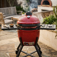 Barbecue au charbon de bois en céramique Kamado de 19 pouces, fumoir rond, cuisinière d'extérieur avec roues pour jardin, patio, camping