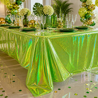 Nappe en PEVA holographique verte, imperméable, jetable, rectangulaire, en plastique, pour mariage, banquet, dîner, événements
