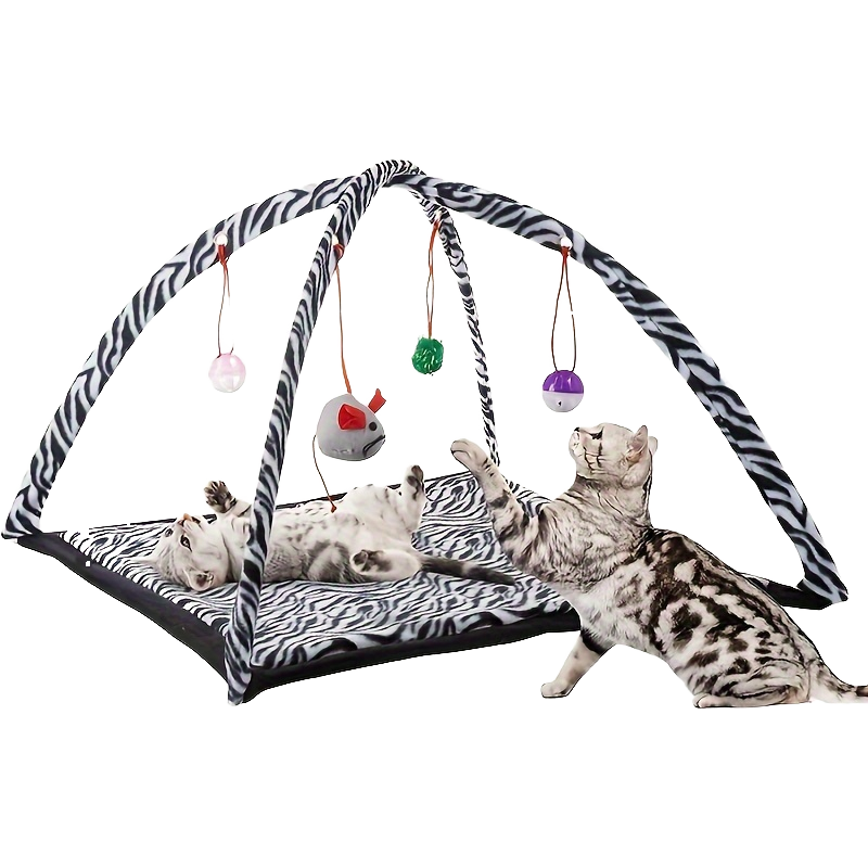 Small Eco-friendly Plush Pet Supplies Cat Hammock With Breathable Cartoon Fun Bell Toy Bed Solid Animal Pattern For Dogs