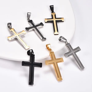 Collier pendentif croix en acier inoxydable tendance pour femmes et hommes, bijou religieux chrétien, amulette de prière, chaîne en métal - Product Image 5