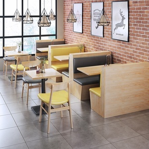 Bộ Đồ Nội Thất Gian Hàng Thương Mại Mềm Màu Vàng Giao Hàng Nhanh Bàn Ghế Nhà Hàng - Product Image 1