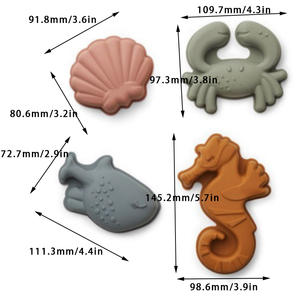 Unisex yumuşak silikon kum kalıp oyuncak seti güvenli katlanabilir plaj oyuncakları çocuklar ve bebekler için deniz yaratıkları içeren - Product Image 2