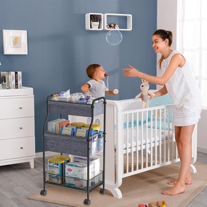<span class=keywords><strong>Carrito</strong></span> de Pañales de Acero al Carbono de 3 Niveles, Listo <span class=keywords><strong>para</strong></span> Enviar, con Frenos y Bolsa de Almacenamiento, <span class=keywords><strong>Carrito</strong></span> <span class=keywords><strong>Organizador</strong></span> Móvil <span class=keywords><strong>para</strong></span> Bebés - Product Image 3