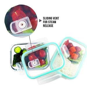 Boîtes de conservation alimentaire en verre borosilicate, rectangulaires, avec couvercle à clipser, compatibles micro-ondes et congélateur, pour les voyages et la préparation des repas - Product Image 3
