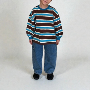 Pulls d'hiver en gros pour garçons, vêtements personnalisés à manches longues pour tout-petits, <span class=keywords><strong>sweat</strong></span>-shirts rayés en coton biologique pour enfants - Product Image 5