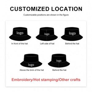 Wholesale Unisex Custom Embroidery Logo Cotton Solid Outdoor <b>Sunscreen</b> Flat Top Kids Fisherman Bucket Hat Caps - Product Image 3