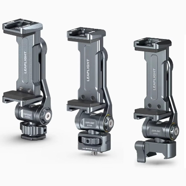 2026 Upgrade Aluminum Phone Tripod Mount Smartphone Holder Adapter with Arca Cold Shoe for iPhone 15 14 Samsung Phone Mic Light