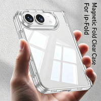 Étui de téléphone pliable transparent magnétique pour iPhone Duo avec béquille antichoc