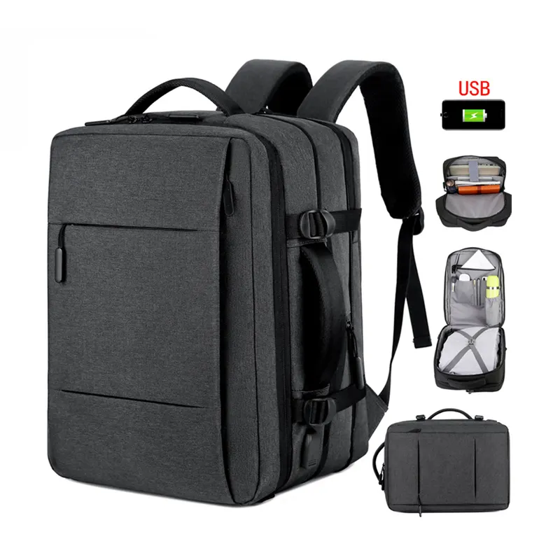 Large Capacity Expandable Men Backpack USB Charging Male Laptop Bagpack Waterproof Business Travel Luxury Back Packs Bags