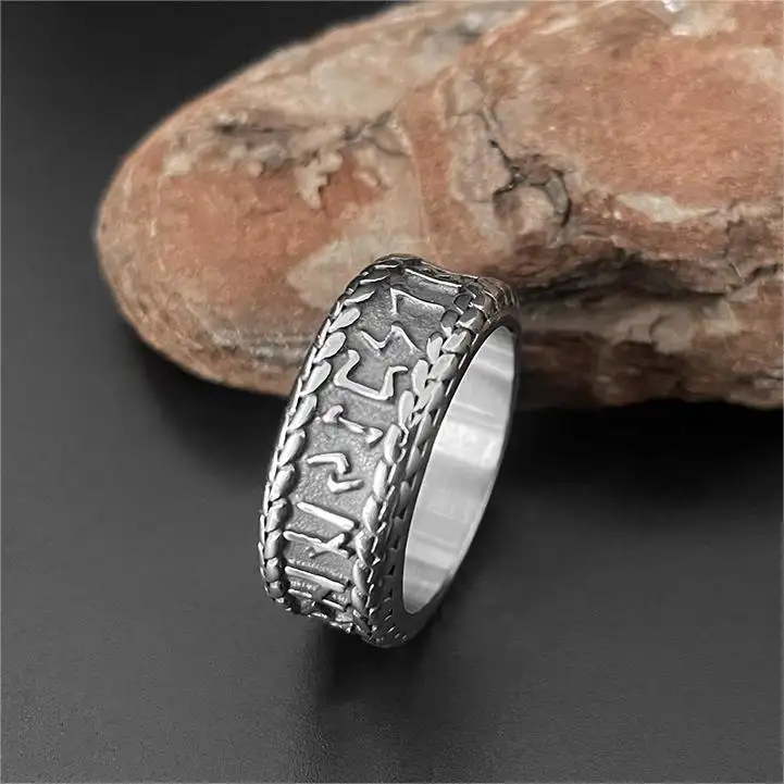 Carline Wholesale Nordic Viking Rune Ring Men Jewelry Fashion Style Stainless Steel Vikings Thick Rings For Men Boyfriend Gift