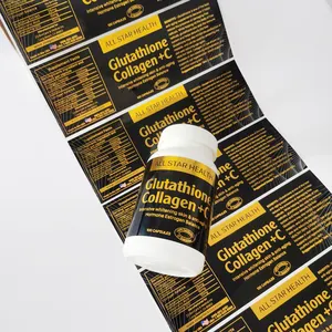 Kundenspezifische Vitaminflaschen-Verpackungsetikett-Design Solgar Etiqueta Goldfolien-Aufkleber kundenspezifische Etiketten für Nahrungsergänzungsmittelflaschen