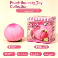 Nouveau jouet anti-stress TPR souple en forme de pêche, balle de décompression réaliste en forme de fruit, à rebond lent, pour les 14 ans et plus, emballage blister