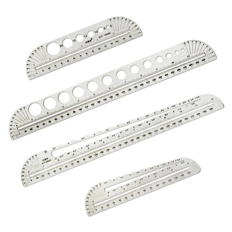 Roestvrijstalen Tekening Rond Rechte Liniaal Radius Diameter R Gauge Sortering Kantoor Buiten Multifunctionele Kompas Gradenboog