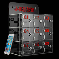 Casier transparent pour téléphone portable avec serrures de porte et clés armoire de rangement murale boîte en acrylique avec serrure