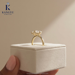 Bague de fiançailles en diamant de laboratoire personnalisable, clarté VVS1, certifiée IGI, remplie de CVD/HTPT, or massif 14K/18K/24K, pour femme, Kangyu - Product Image 2