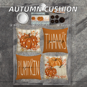 غطاء وسادة مربع من أوراق القيقب اليقطين عالي الجودة تصميم مطلي للمنزل لعيد الشكر والخريف وسائد وسائد - Product Image 2