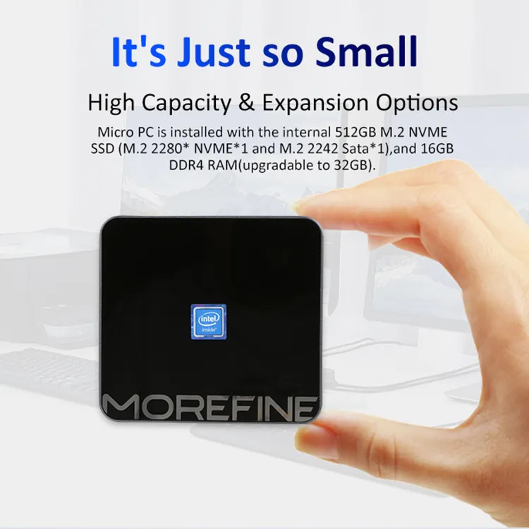 MOREFINE M9 piccolo Mini Computer N100/N200/N305 6.0 Wifi Bt5.2 Dual Hd piccolo Mini Pc