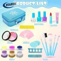 Kit de maquillage pour enfants et filles de 9 à 12 ans, trousse de maquillage pour enfants, vernis à ongles, beauté bleue
