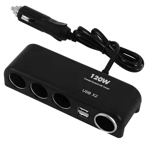 Allume-cigare 12V 24V 4 voies, universel, deux prises, chargeur automatique, adaptateur de voiture, double USB