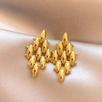 Boucles d'oreilles rétro en forme de diamant motif épi de blé, Nouvelle collection 2026