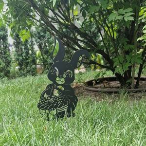 ของตกแต่งสวนรูปกระต่าย 3 มิติ ทำจากเหล็กดัด สำหรับตกแต่งสนามหญ้าในเทศกาลอีสเตอร์ - Product Image 2