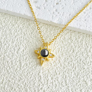 สร้อยคอยาวแปดแฉกสีทองทันสมัยโซ่กระดูกไหปลาร้าอเนกประสงค์100ภาษาเครื่องฉายภาพส่วนใหญ่ทำจากทองเหลือง - Product Image 5