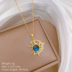 <span class=keywords><strong>Collier</strong></span> Pendentif <span class=keywords><strong>Fleur</strong></span>, Cœur, Papillon, Croix, Rose en Acier Inoxydable Plaqué Or 18K avec Zircon, Haute Qualité, Vente Chaude pour Femme - Product Image 4