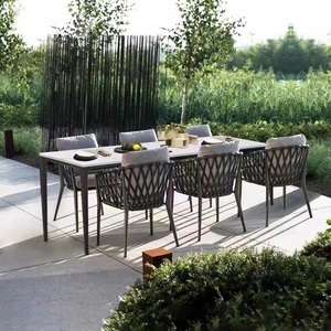New Style Modern Outdoor Bistro Dining Set French Italy Style Aluminium Wicker <strong>Coffee</strong> <strong>Table</strong> Chair Hotels <strong>Gardens</strong> - Product Image 4