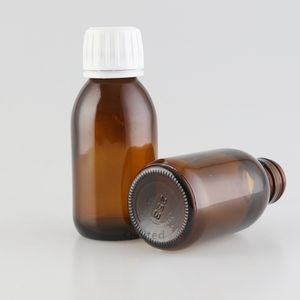 35ml 60ml 100ml 125ml 150ml 200ml琥珀色のガラス製医薬品グレードのボトル、プラスチックカバー付き琥珀色のシロップ薬瓶 - Product Image 6