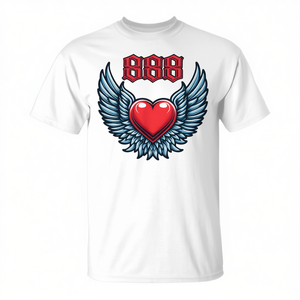 T-shirt con numero 888 Angel Number Winged Heart, bianca, taglia adulta unisex - Product Image 2