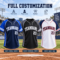 Maillot de baseball personnalisé à 2 boutons, nom et numéro d'équipe personnalisés, maille respirante, sublimation, broderie, uniforme d'équipe pour jeunes et adultes
