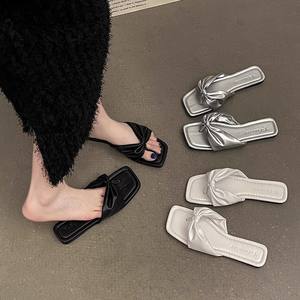 Sandalias <span class=keywords><strong>con</strong></span> lazo de verano, chanclas, <span class=keywords><strong>playa</strong></span> de hadas de fondo plano para zapatillas, pinzas para exteriores de moda para mujer, zapatillas de moda - Product Image 2