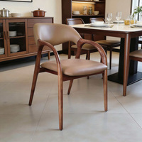 Chaise de salle à manger en bois massif, design minimaliste italien, avec accoudoirs et assise rembourrée, pour restaurant, salon de thé, café