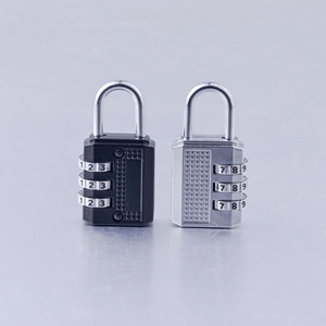 Combination Pad <b>Lock</b> Zinc Alloy Rectangular 3.7mm Shiny Silver Black Electroplated Indoor Outdoor Use - Product Image 1