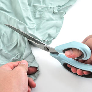 Ciseaux de tailleur en acier inoxydable bleu gris en forme de V pour la couture à domicile et l'artisanat - Product Image 1